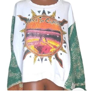 Alice In Chains Upcycled Kantha Poncho Top Woman Plus O/S Band Festival Boho